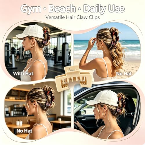 PlurrShye Hat-Friendly Hair Claw Clips for Baseball Caps, 3 Pack