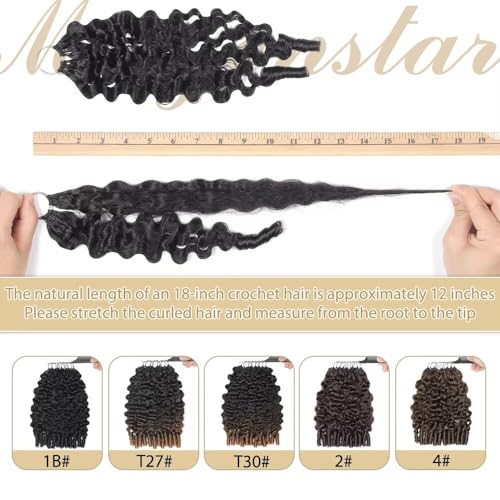 Human Crochet Hair for Black Women Burmese Curly Human Hair Crochet Bundles 20 Inch 50g Pre-Separated Feather Crochet Human Hair Wet and Wavy Invisible Miracle Knots Hair Natural Black