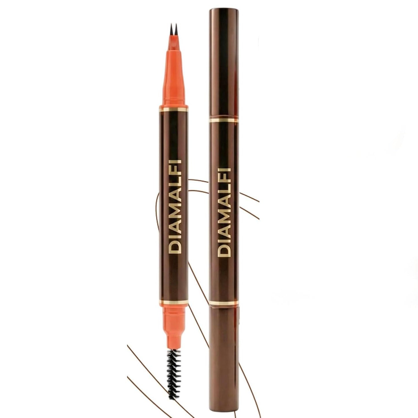 Diamalfi Pencil Para Cejas, Diamalfi Beard Pen Eyebrow Pencil Filler, 2 Tip Ultrafine Pen - For Beard & Eyebrows - Water Resistant, Natural Look, Easy to Use, Long Lasting, Brow Pen(Brown)