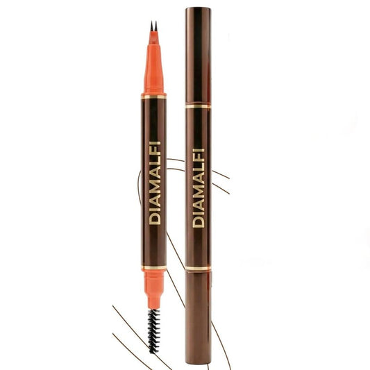Diamalfi Pencil Para Cejas, Diamalfi Beard Pen Eyebrow Pencil Filler, 2 Tip Ultrafine Pen - For Beard & Eyebrows - Water Resistant, Natural Look, Easy to Use, Long Lasting, Brow Pen(Brown)