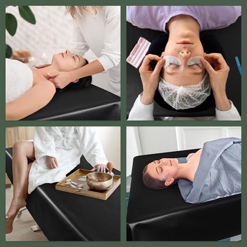 70 x 32 Inch Waterproof PU Leather Massage Table Cover - Black