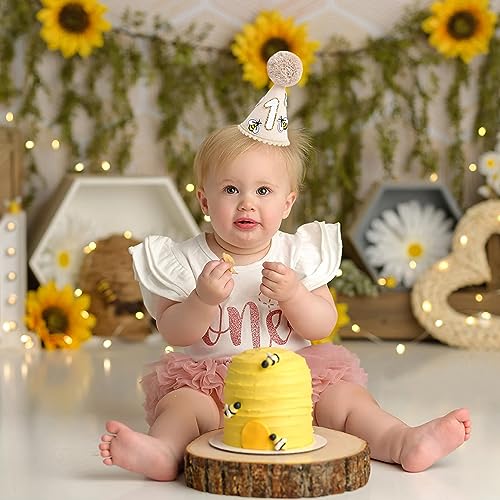Bee-Themed First Birthday Decorations - Yellow Crown, Hat & Props