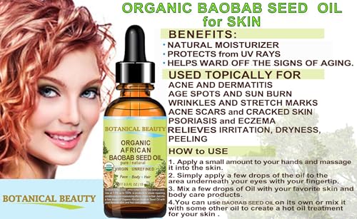 Organic Baobab Seed Oil - 100% Pure Cold-Pressed Skin & Hair Moisturizer, 15ml