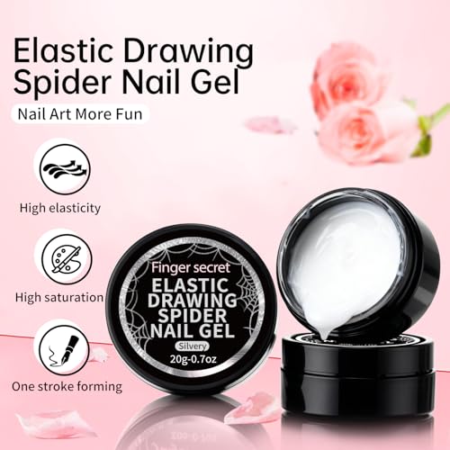 Finger Secret Elastic Spider Nail Gel with Brush - White Nail Art Painting