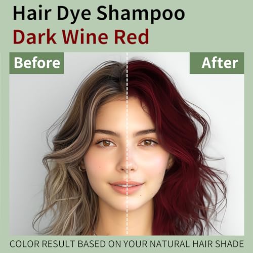 TYAYW 3-in-1 Wine Red Hair Dye Shampoo, Natural Color & Conditioner 500ml