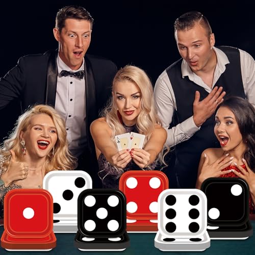 48PCS Casino Dice Paper Plates for Game Night Party Supplies