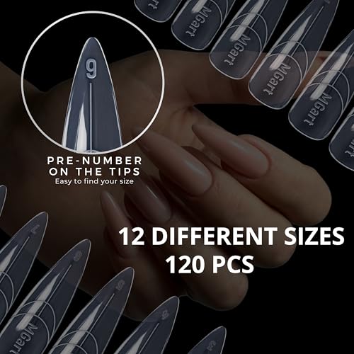 MGART Dual Nail Forms for Almond Extensions - 120 Pcs Full Cover Molds