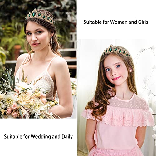Didder Green Crystal Tiara - Baroque Crown for Women & Girls