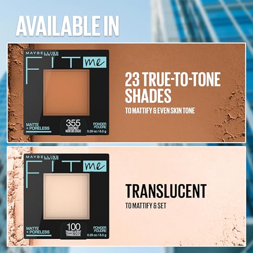 Maybelline Fit Me Matte Plus Poreless Powder 310 Sun Beige 0.29oz - Buildable, Oil-Free Face Powder for Oily Skin