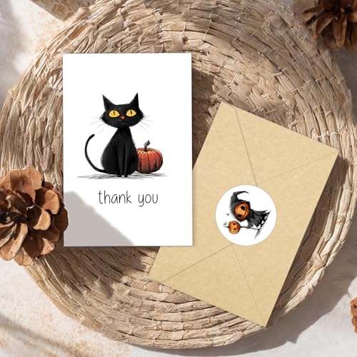Halloween Thank You Cards - Pack of 24 Spooky Designs with Envelopes