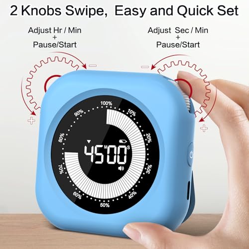 Rechargeable Visual Timer for Kids - 10-Hour Magnetic Timer with Adjustable Brightness & Volume