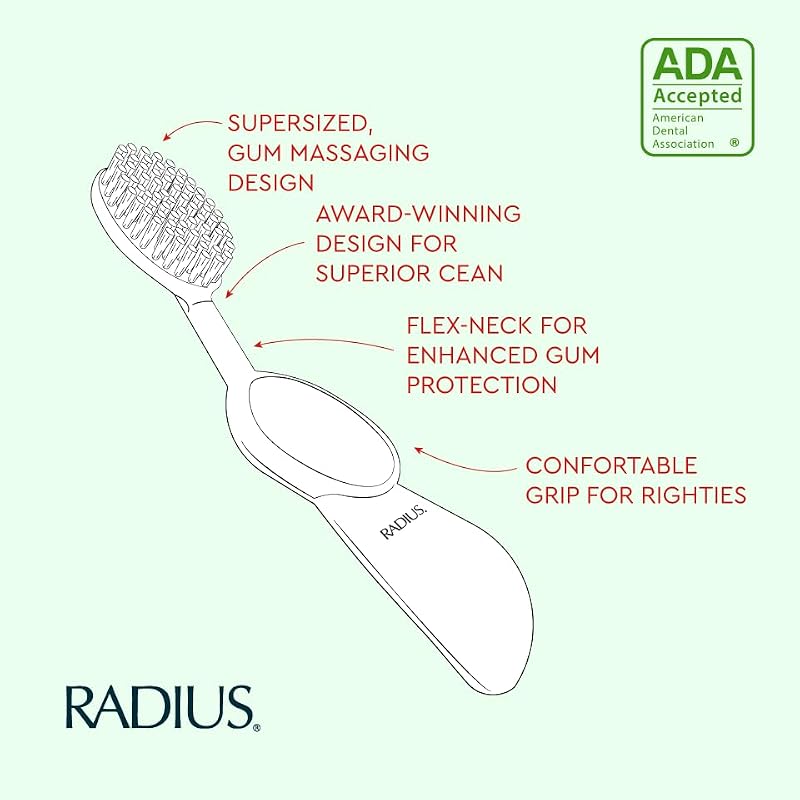RADIUS Flex Brush Toothbrush - Soft Bristles, BPA Free, ADA Accepted