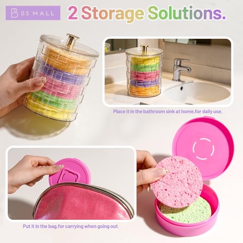 100 Count Gentle Exfoliating Facial Sponges - Reusable Cotton Pads for Cleansing & Makeup Removal
