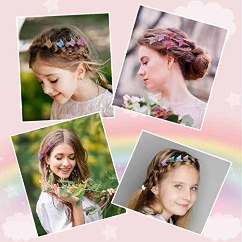 50 Pcs Pastel Butterfly Hair Clips for Girls & Women - Mini Claw Hair Accessories with Box Pack - Tiweio 14 Metallic Colors