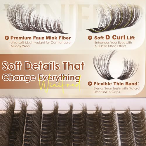 A-80D Brown Volume Lash Clusters - Wispy Dark Brown Individual Lashes 8-18mm