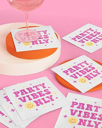 Party Vibes Only Napkins - 3-Ply Cocktail Napkins, 24 Pack