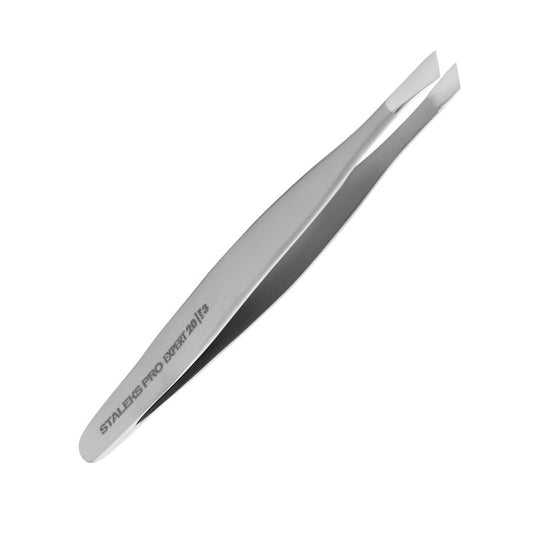 STALEKS PRO Expert 20 Type 3 Professional Eyebrow Tweezers – Wide Beveled Stainless Steel for Thick Brows & Soft Stroke Hair Removal