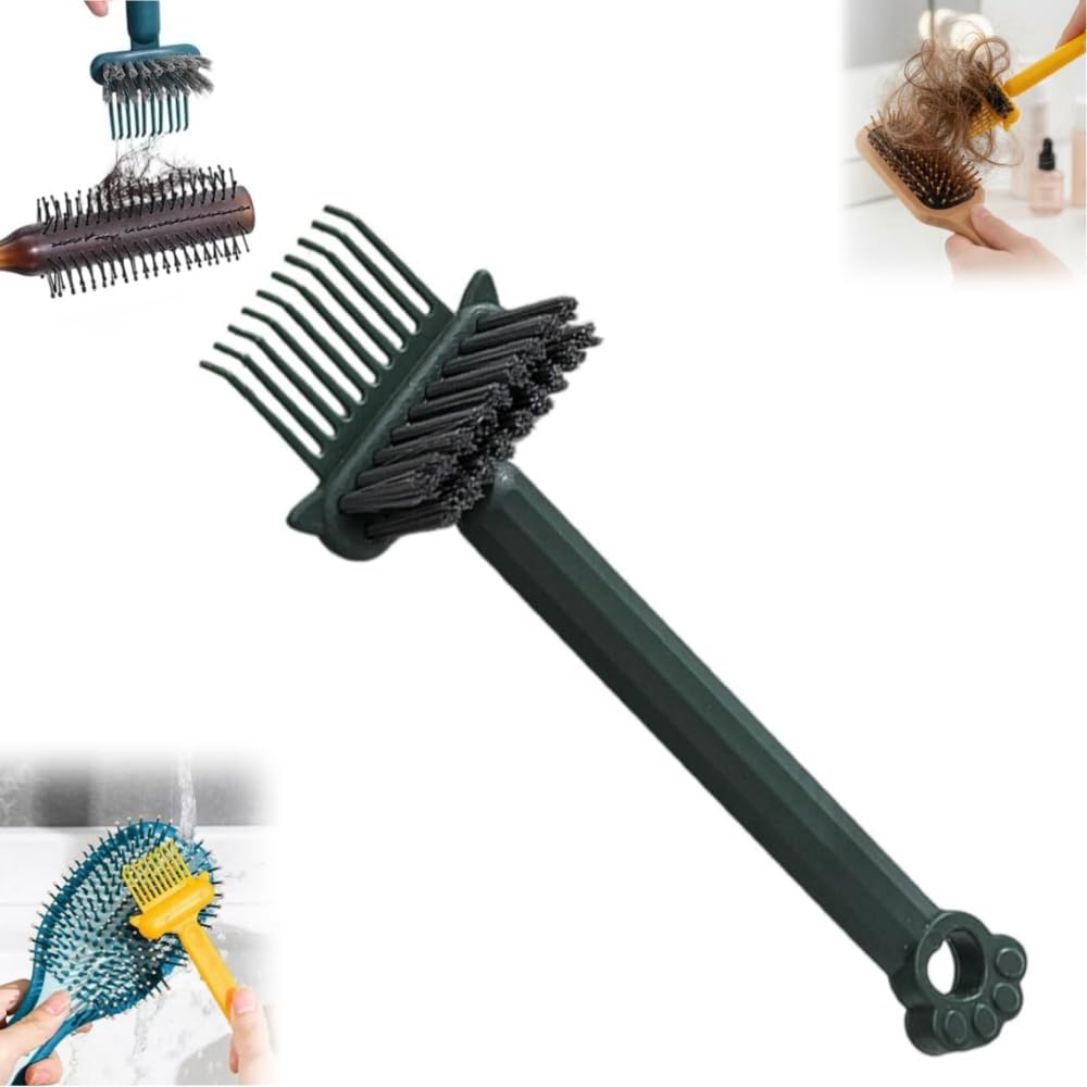 2-in-1 Hair Brush Cleaner Tool,2026 NEW Comb Cleaning Brush,Effortlessly Removes Hair & Dust from Combs, Mini Cleaning Rake with Pick & Bristles for Home and Salon Use (Green)