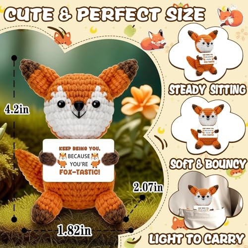 Handmade Crochet Fox Gift - Positive Inspirational Desk Decor