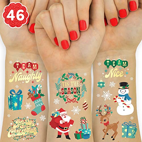 xo, Fetti Christmas Temporary Tattoos - 46 Glitter Party Favors for Kids