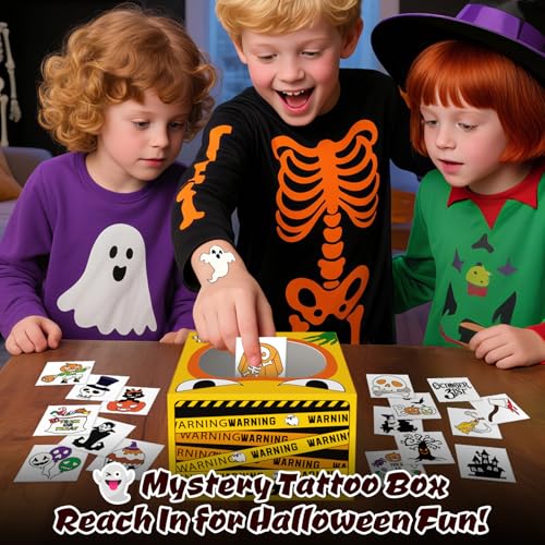 204 Luminous Halloween Tattoos for Kids with Mystery Prize Box