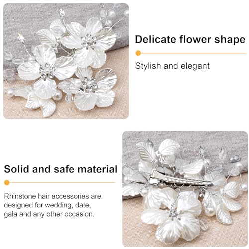 2-Piece Pearl and Rhinestone Floral Wedding Hair Clips for Brides