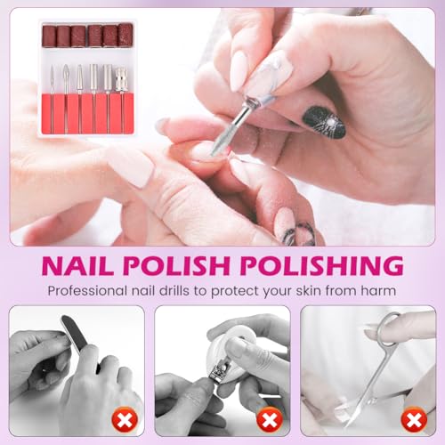 CALIDAKA 12Pcs Nail Drill Bit Set for Acrylic & Gel Nails – 2 Sets with 6 Bits + 6 Sanding Bands #80 #120 #180