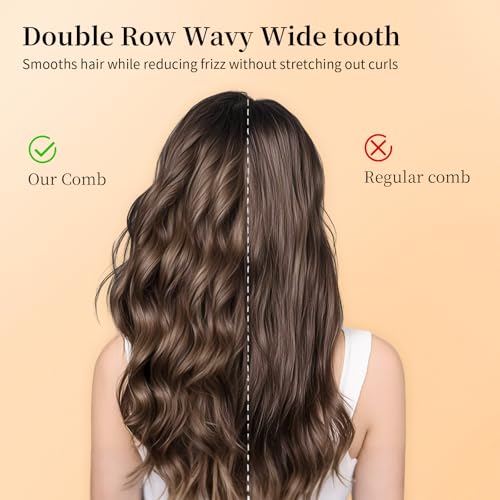 Wide Tooth Comb for Curly Hair - Detangling Wavy Tooth Comb