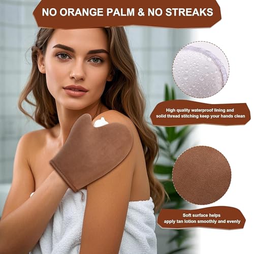 4-in-1 Velvet Self Tanning Mitt Set with Back Applicator & Brushes
