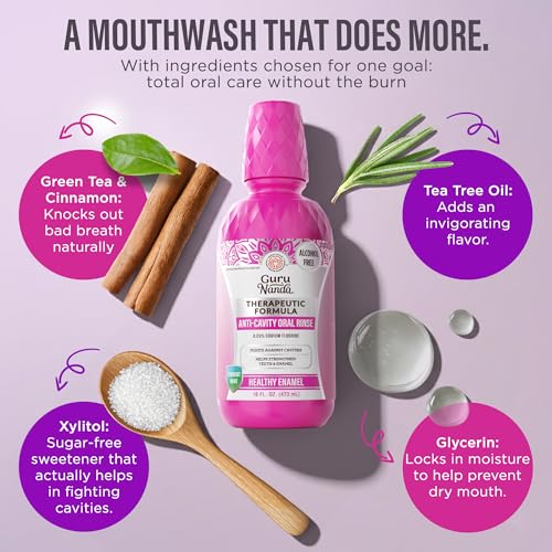 GuruNanda Alcohol-Free Mint Mouthwash with Fluoride 16 oz - Daily Oral Care