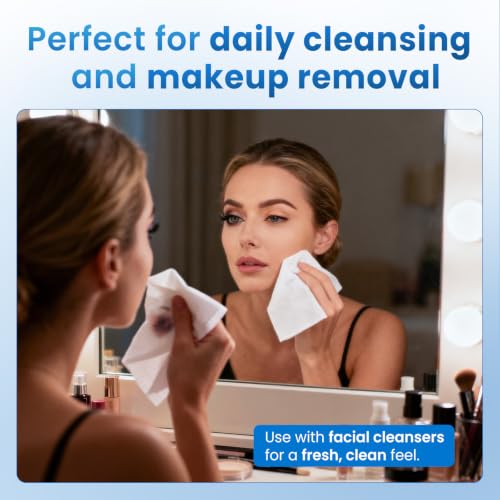 Borje XXL Disposable Face Towels Pack of 50 - Ultra Soft Biodegradable Makeup Remover Wipes for Sensitive Skin