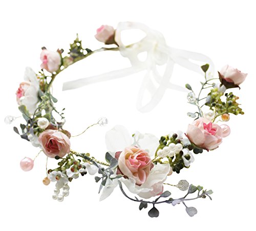 Vivivalue Floral Crown Headband - Boho Silk Flower Wreath for Weddings