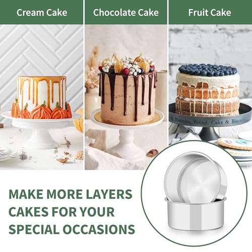 TeamFar 5-Inch Stainless Steel Cake Pan Set of 2 - Non-Toxic Bakeware