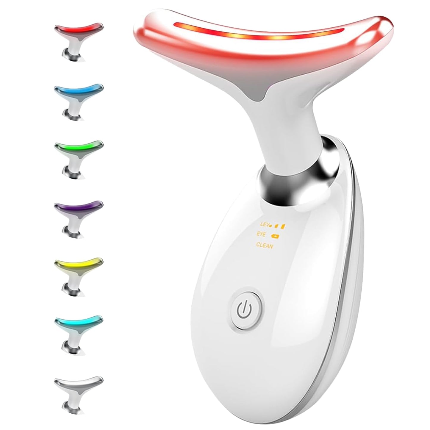 Face Beauty Device, 7 Color Multifunctional Facial Massager, Portable Face Massager Tool for Skin Care, Firming, Smoothing, Glossy White