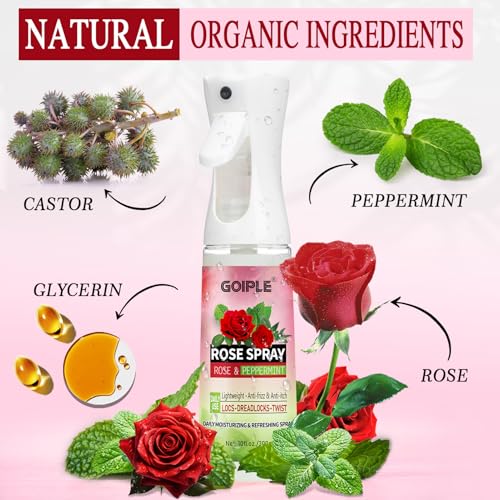 Goiple Rose Water Spray for Hair 4pcs - Refreshing Loc & Braid Moisturizer