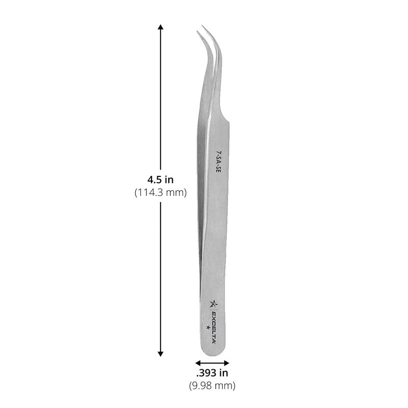 Excelta Curved Very Fine Point Tweezers, 4.5" Anti-Magnetic Stainless Steel, Basic