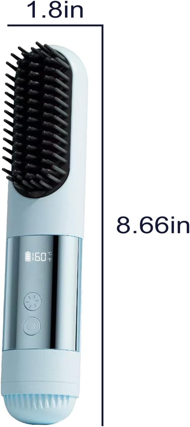 Go Brush Pro Cordless Hair Straightener Brush - 3 Temperature Settings, Fast 30s Heat | Portable Travel Size, Cool Air Feature (Beige)
