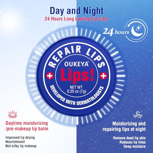 OUKEYA Medicated Lip Balm for Dry Chapped Lips, 24H Hydrating Repair