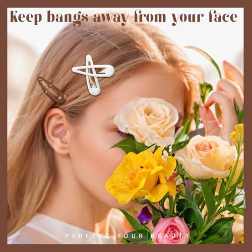 Teenitor 50Pcs Snap Hair Clips - 2 Inch Metal Barrettes in 5 Colors