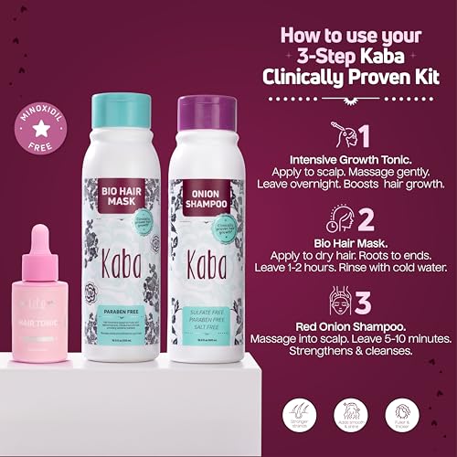D'Luchi Hair Treatment Kit for Growth & Intense Care, Set of 3 - Complete Hair Care Set with Bag, Includes Red Onion Shampoo & Hair Tonic.