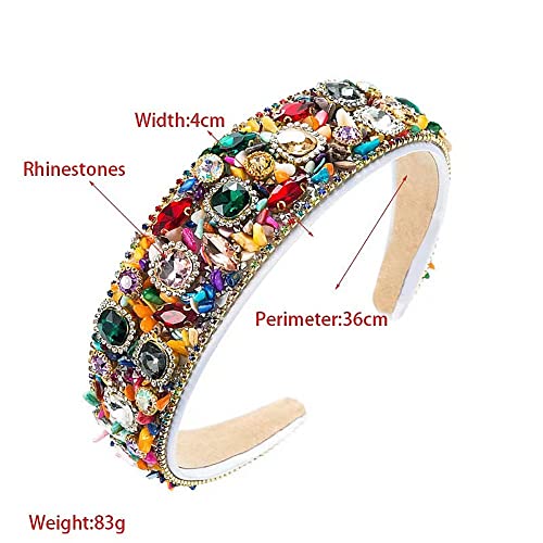 Iridescent Rhinestone Headband for Women - Candy Color Turquoise Glitter Hair Accessory