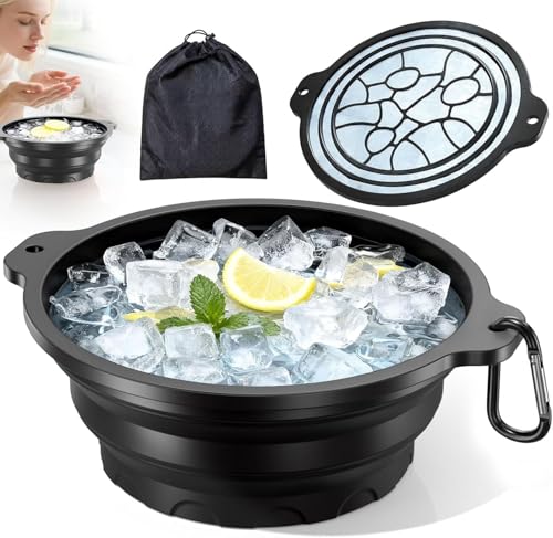 Dtuoen Collapsible Face Ice Bowl for Cold Plunge Therapy - Black