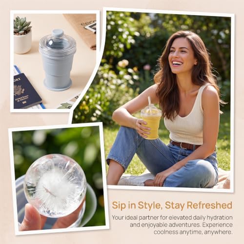 Collapsible 2-in-1 Ice Ball Maker with Portable Silicone Cup