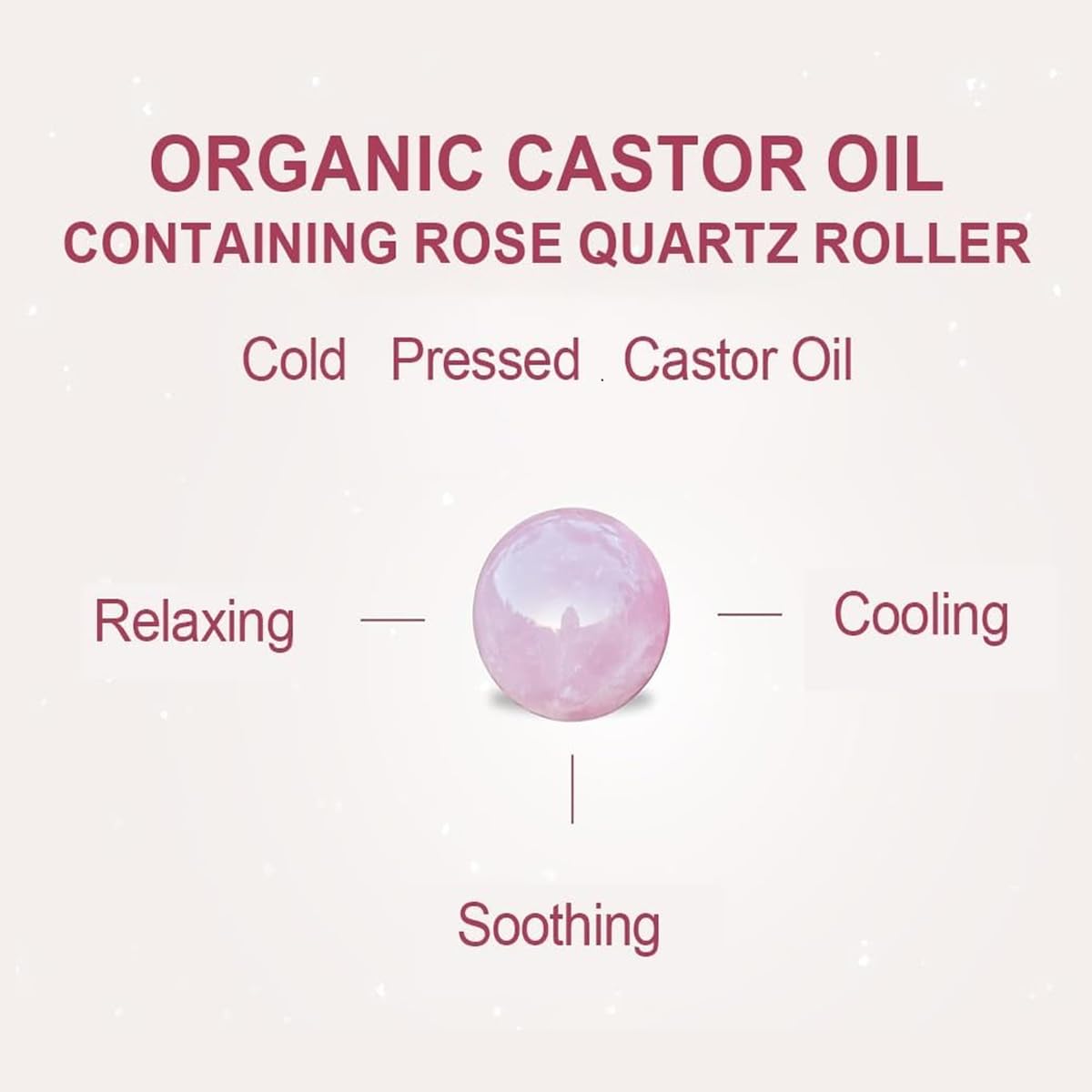 WenFeng Organic Castor Oil Roll On with Rose Quartz Roller Ball