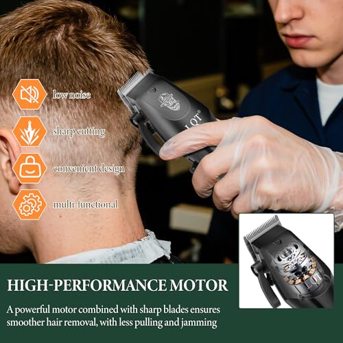 Professional Hair Clippers for Men with Ceramic T-Blade & Trimmer Kit