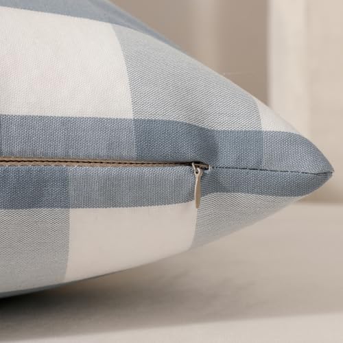 Farmhouse Blue Buffalo Check Throw Pillow Cover 18x18 Inch