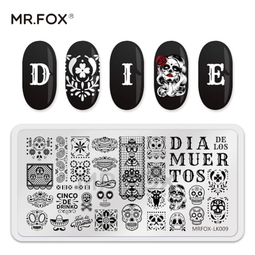 MR.FOX 6-Piece Nail Art Stamping Plate Set - Deep Etched Butterfly & Rose