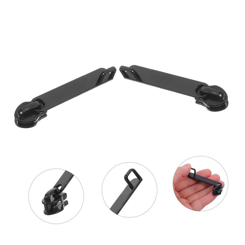 Angoily Zipper Repair Kit, 6PCS Double Layer Universal Luggage Zipper Pull Replacement Slider for Sewing Suitcase Bags Jackets Coats, Smooth, Black