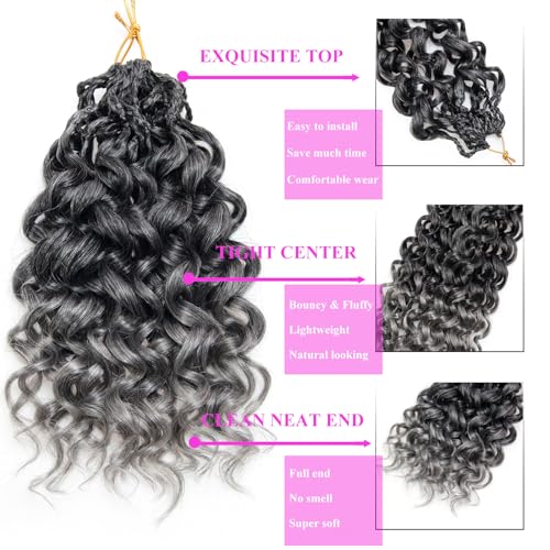 Pre Looped GoGo Curl Crochet Hair 10 Inch 1B/Grey - 8 Packs