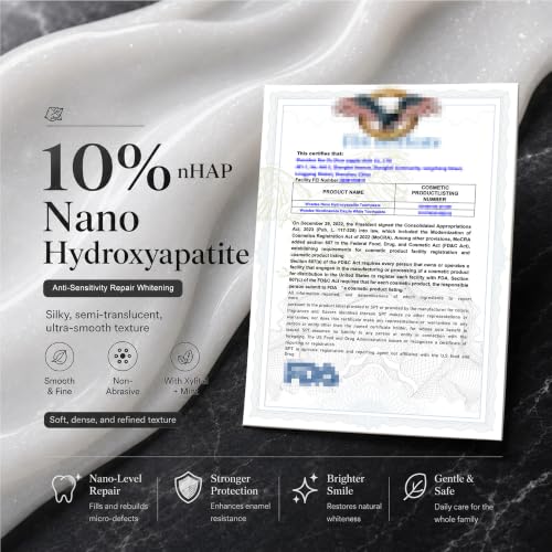 Woadee 10% Nano Hydroxyapatite Toothpaste - Fluoride-Free Whitening & Enamel Remineralization, 4.23oz